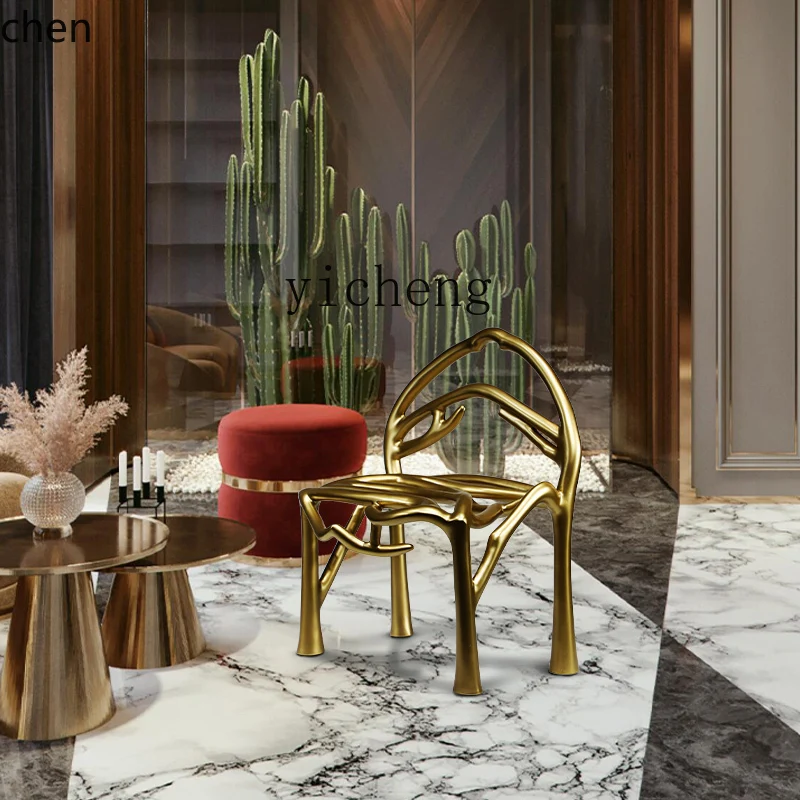 ZMLreception room hospitality stool metal sculpture model room restaurant villa living room negotiation leisure chair