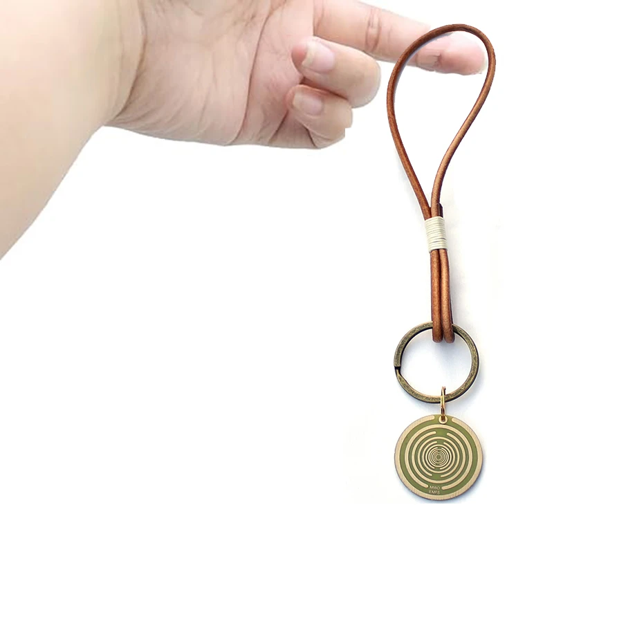 

5PCS Fengshui MWO Handmade Woven Leather Rope Polarizing Disk Double Sided Antenna Ornaments Wind Chimes Door Handle Ornament