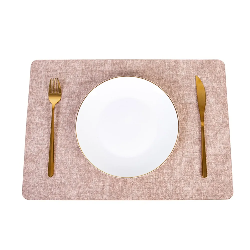 

Creative Rectangle Placemats PU Leather Anti Slip Dining Table Place Mats Waterproof Oilproof Coaster Hotel
