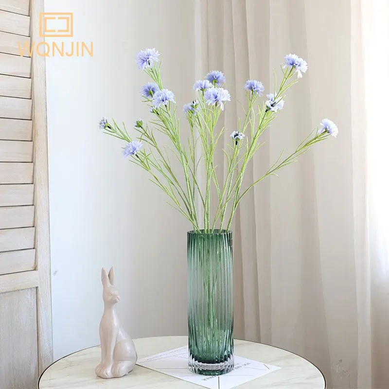 1PCS Nordic Blau Lange Zweig Sternen Kornblume Seide Künstliche Blumen Hause Hochzeit Party Dekoration Flore Fleurs Artificielles – Detail 2