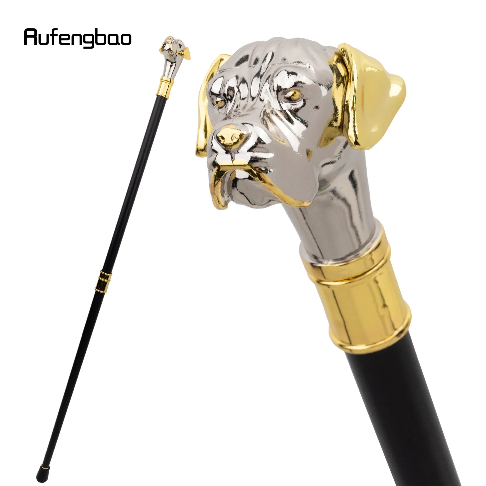 ゴールデンシルバードッグハンドル付き豪華装飾杖-ハロウィン用-コスプレ＆パーティー用-92cm