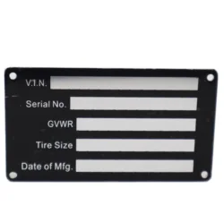 Blank Med Trailer Truck Equipment VIN Plate Frame Serial No Model # ID Tag GVWR Vin Plate for Trailers, Trucks and Equipment