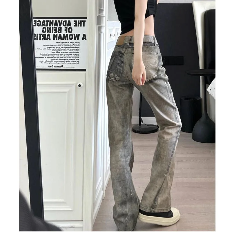 2025 WomenAmerican High Street lekko pikantne dżinsy z nadrukiem modna marka przystojne spodnie wiosenna i jesienna nowa kolekcja