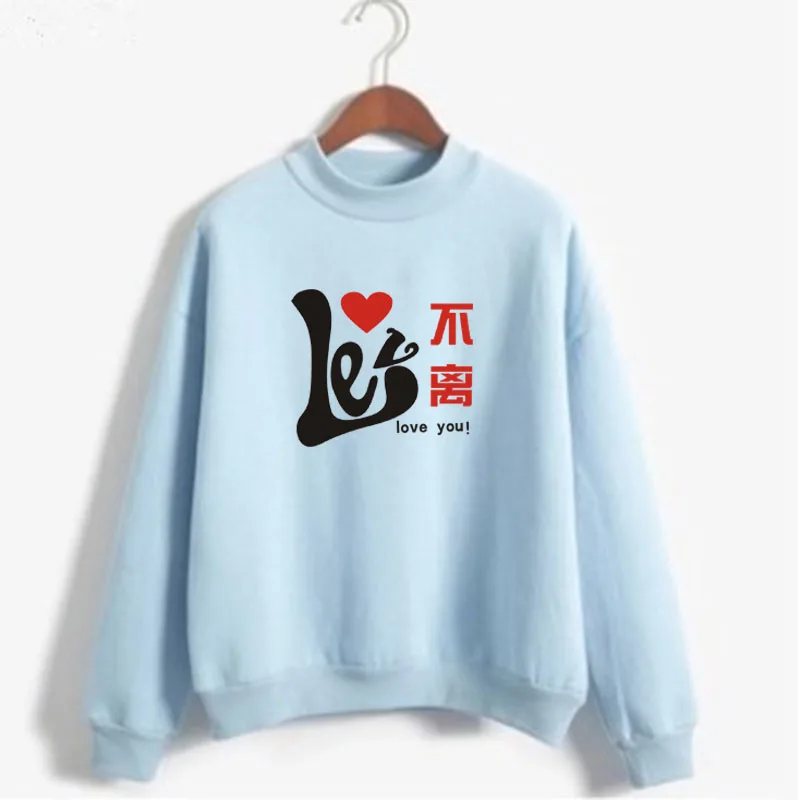 Harajuku Liefde Print Vrouw Sweatshirt Zoete Koreaanse O-hals Gebreide Trui Dikke Herfst Winter Snoep Kleur Paar Kleding