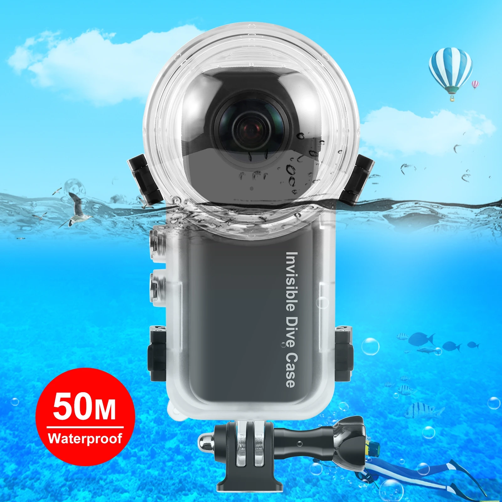 

For Insta360 X4 PULUZ 50m Waterproof Sealed Diving Case