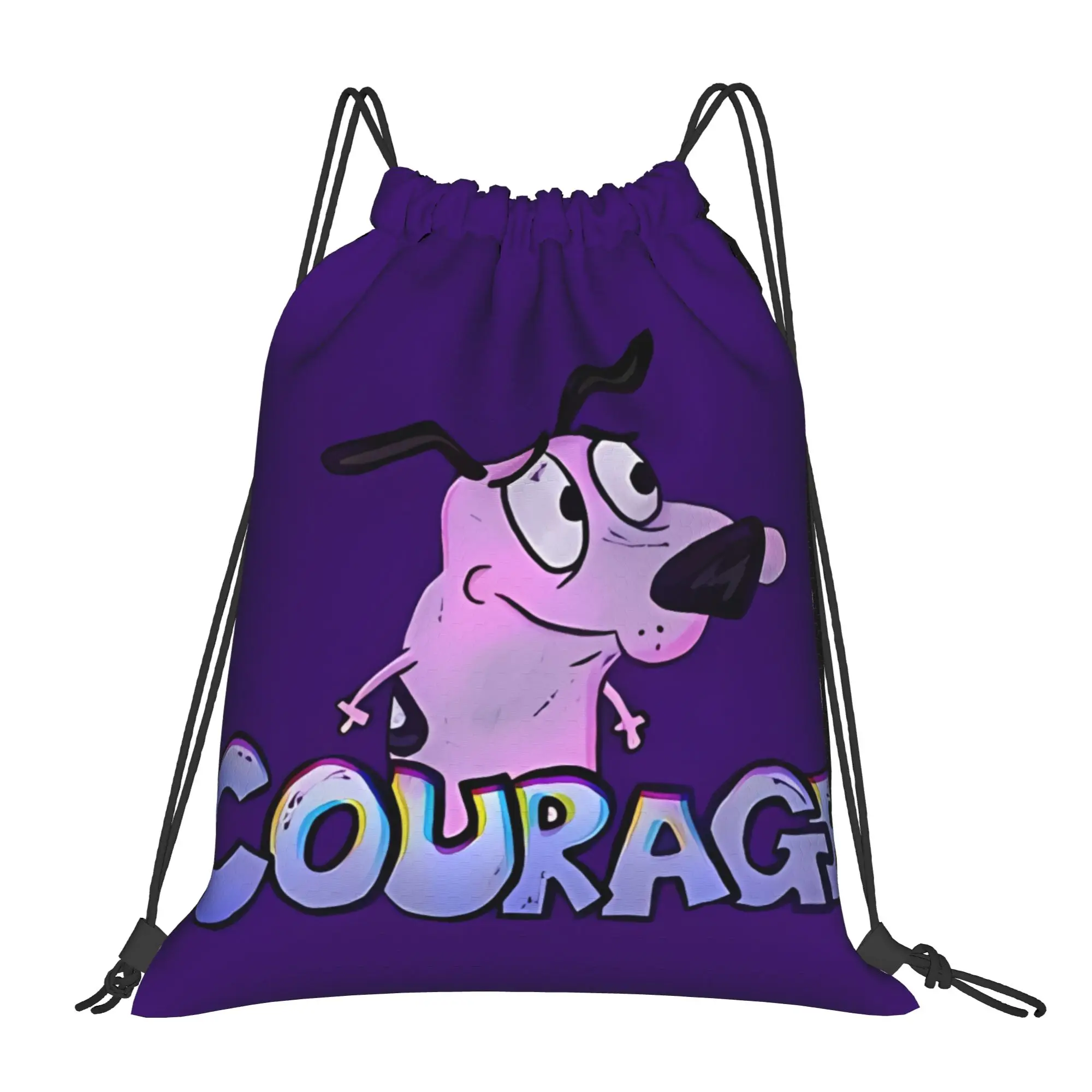 Courage cartoon dog Portable Sports Riding Gym Drawstring Storage Sporty Backpacks