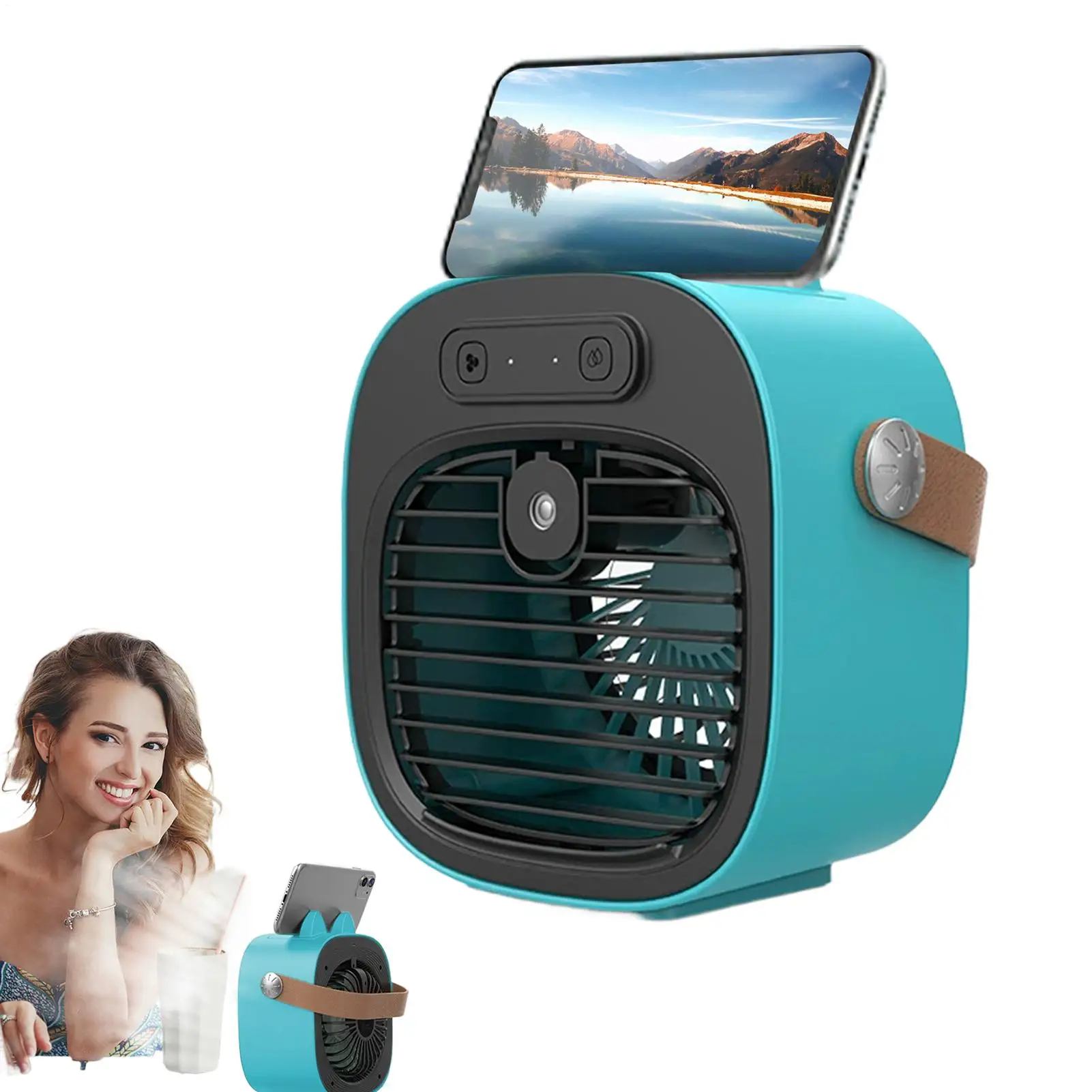 

Воздушный охладитель для комнаты, небольшой увлажняющий вентилятор кондиционера, небольшое охлаждающее устройство с 3 скоростями ветра для кемпинга на открытом воздухе