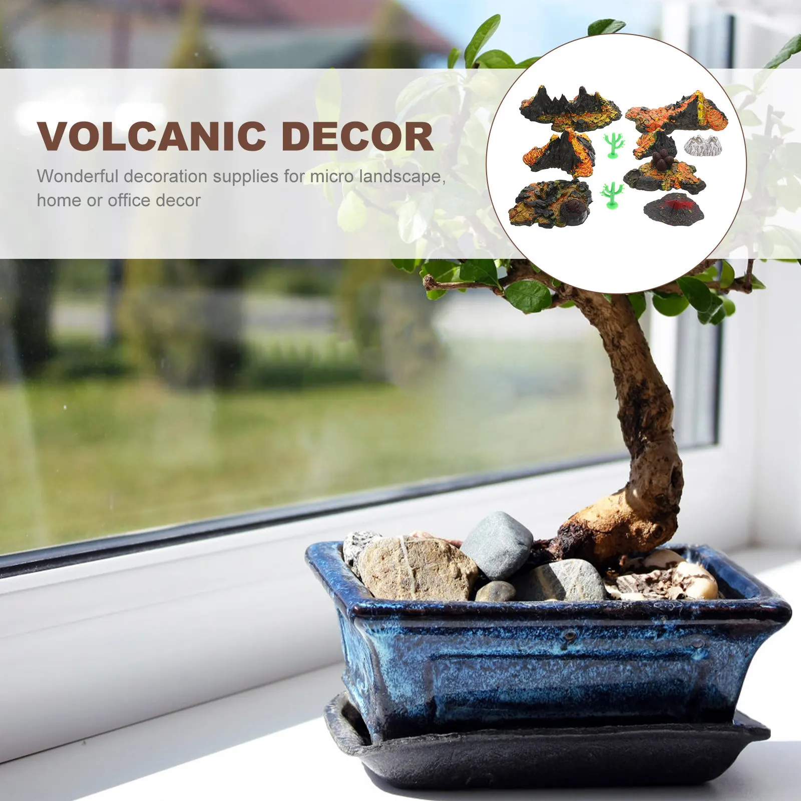 10Pcs Volcanic Eruption Decorations Premium Plastic Mini Simulation Volcano Landscape Supplies Micro Landscaping Aquarium