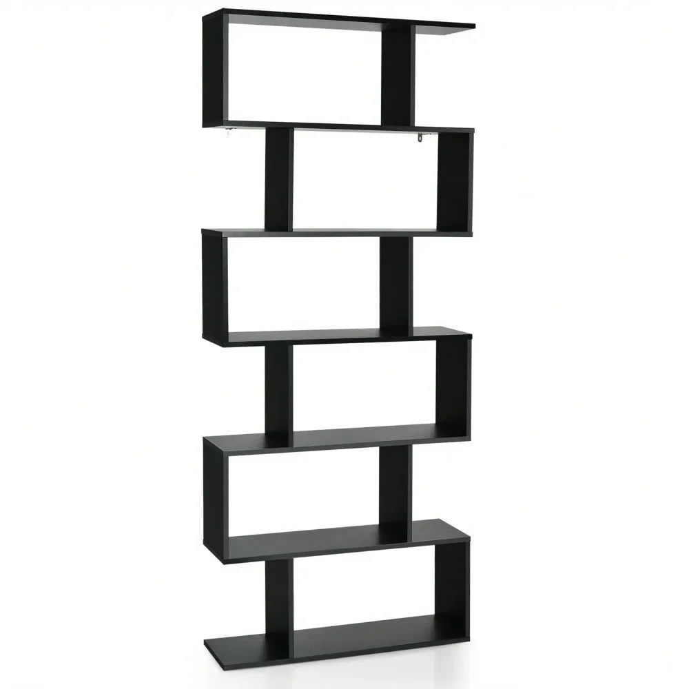 

6 Tier SShaped Bookshelf Storage Display Bookcase Decor ZShelf