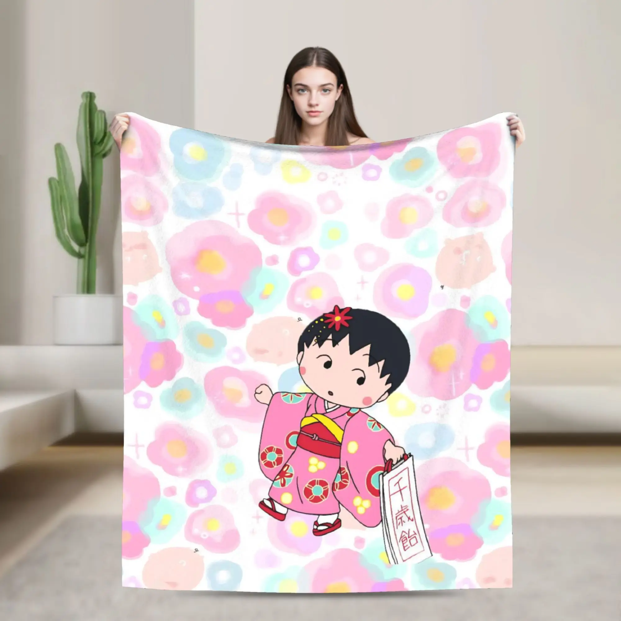 Marukos Kimono Japanese Floral Traditional Blankets Fleece  Lightweight Thin Throw Blanket for Bedding Couch Bedspread