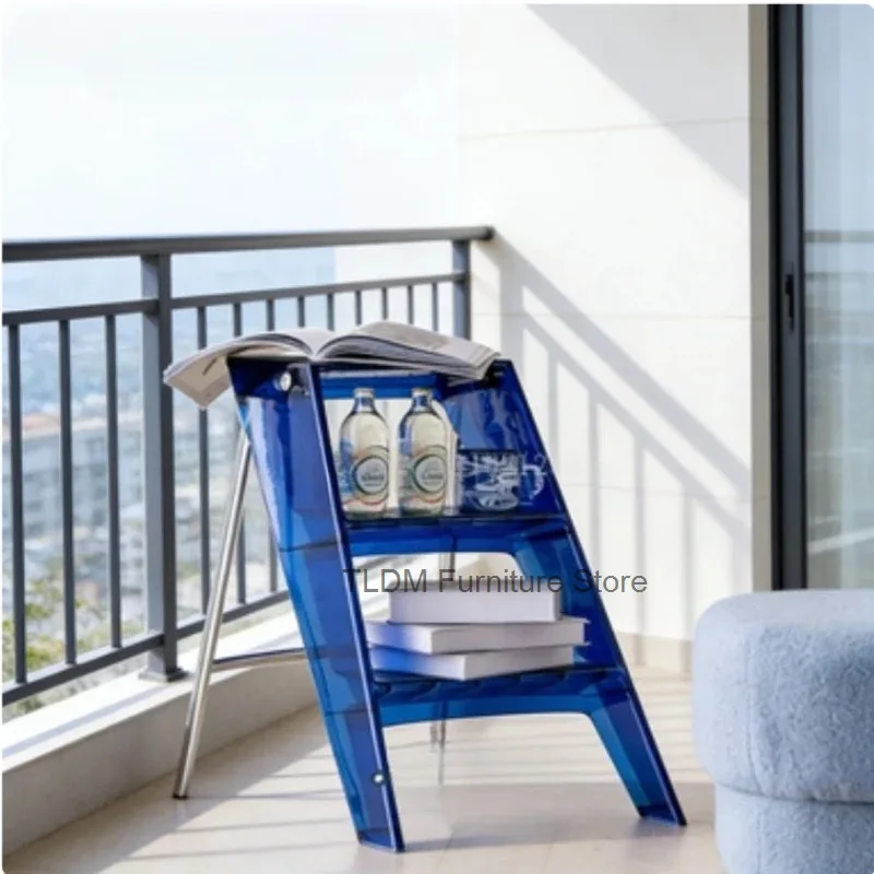 Storage Step Nordic Sturdy Style for Transparent Shelf, Acrylic Anti-Slip Ladder, Stool Decorative 3-Tier Living Room & Balcony