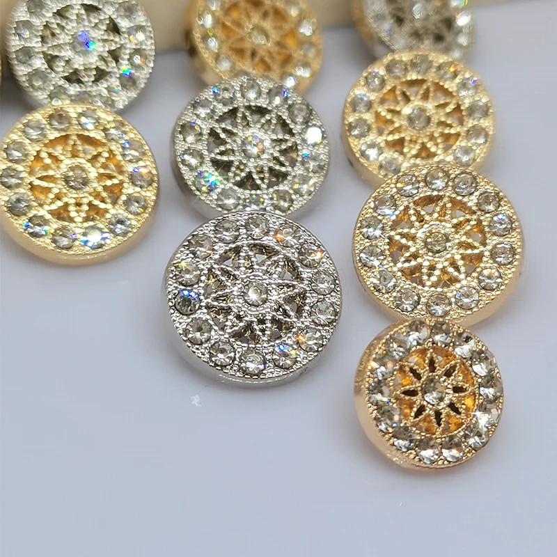 12/15/20MM Hot Sell Fashion Rhinestone Buttons Of Clothing High Quality Metal Shank Button For Women Garment Sewing Accessories
