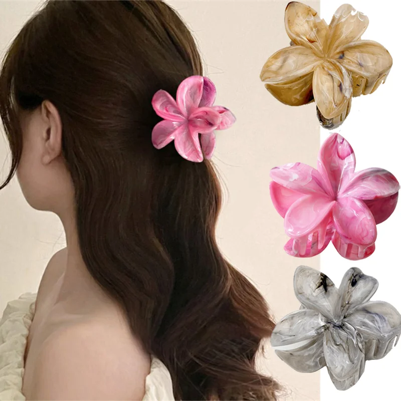 New Gradient Flower Hair Clip for Women Elegant Temperament Shark Clip Fashion Girl Hair Clamp