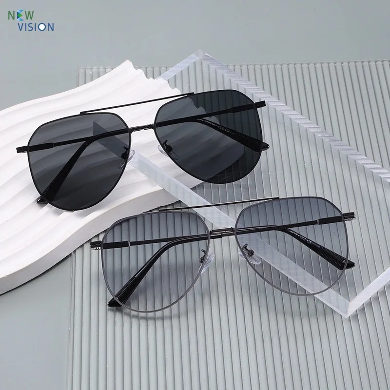 

Pilot Sunglasses New Men Myopia Driving Fishing Polarized Sun Glasses Double Beam Day Night Dual-use Color Changing Toad Eyewear