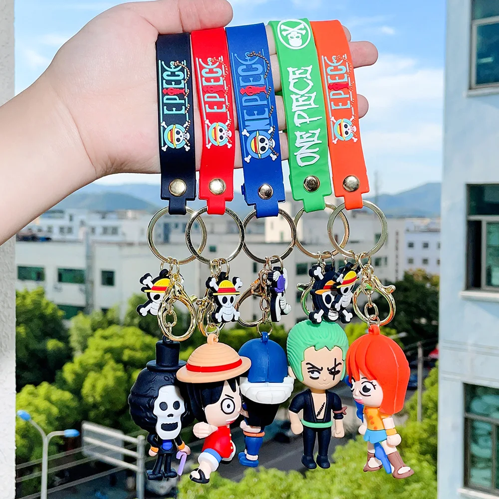 Cartoon Anime One Piece Keychain Luffy Zoro Sanji Key Chain Llaveros Porte Clé Keyring Doll Bag Charm Pendent Car Keychains