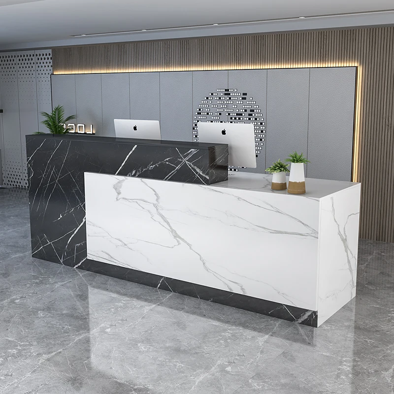 

Salon White Reception Desk Front Standing Counter Office Modern Cash Reception Desk Beauty Mostrador Recepcion Shop Furniture