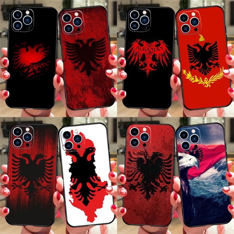 Albania Flag Eagle Phone Case For iPhone 16 15 12 13 Mini 11 14 Pro XS Max Plus X XR Silicone Cover