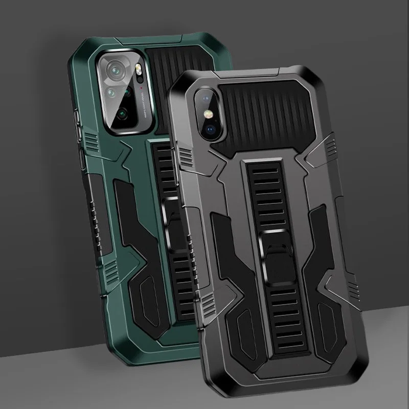 Rugged Hybrid Armor Case For Redmi Note 11 10 10S 9 9S 9A 9C 9T POCO F3 X3 NFC M3 M4 Pro 5G Stand Shockproof  Back Covers TPU PC