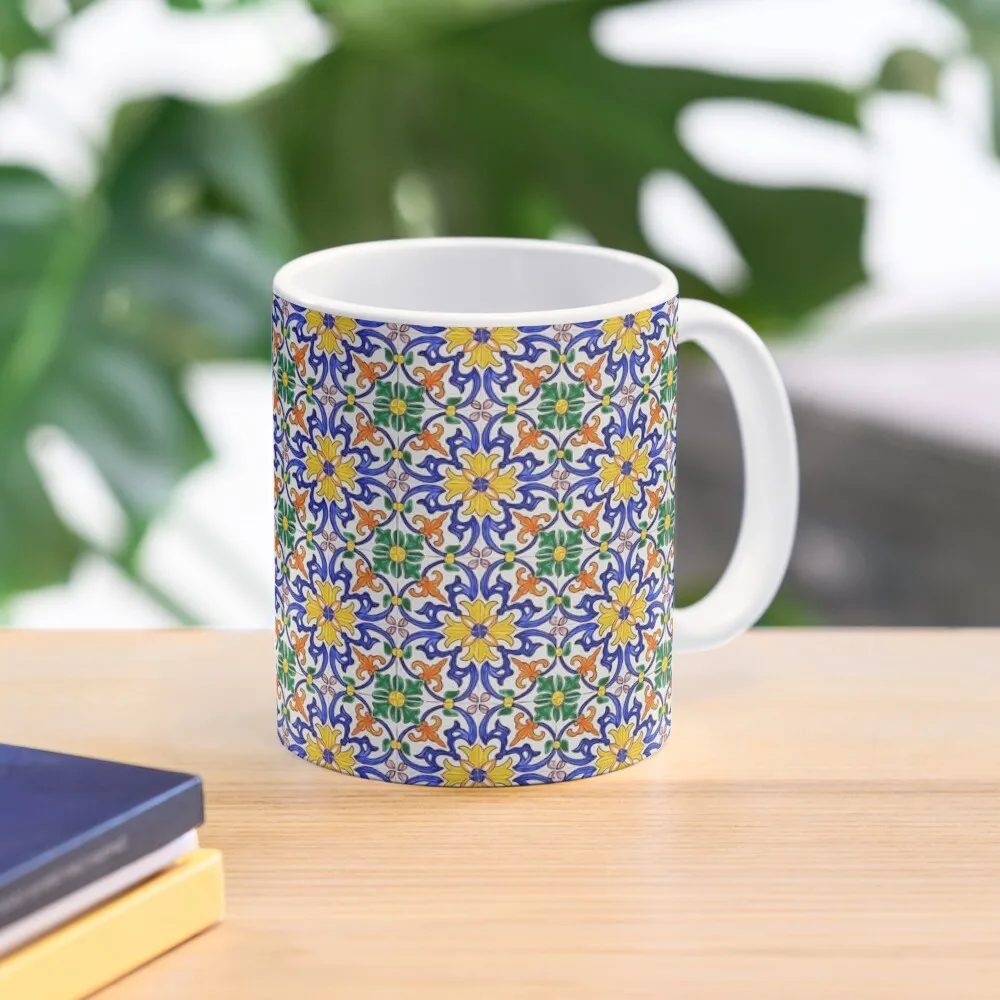 

Azulejo Floral Pattern Coffee Mug Coffee Glasses Mug Beer