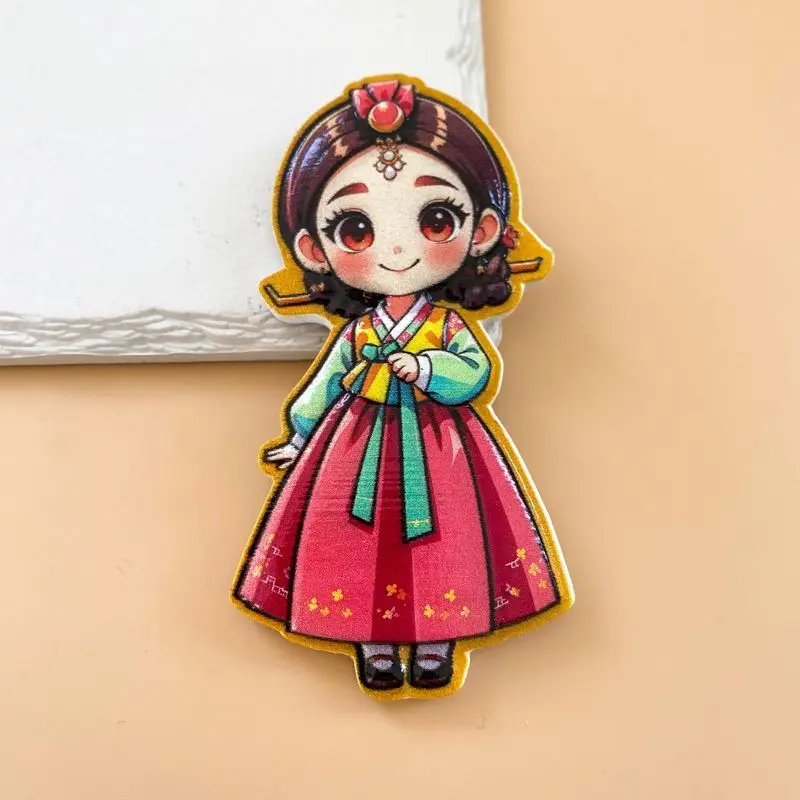 

Korean Travel Souvenirs North Korea Yanji Fridge Magnets Personalized Traditional Clothing Ethnic Style3d3D Decorative Items
