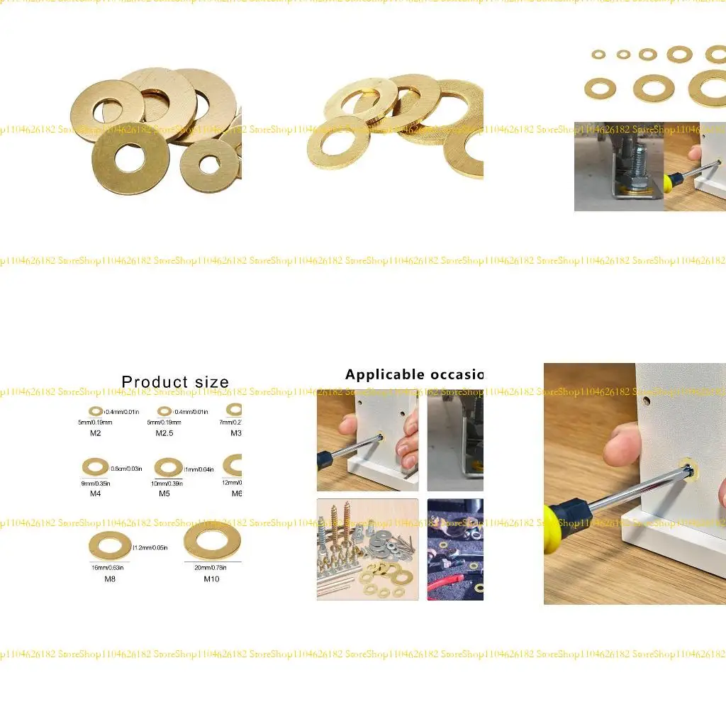 

Q2Q4 180Pcs Flat Washers M2M2.5M3M4M5M6M8M10 Solid Brass Copper Flat Washer Plain Gaskets Pad Spacers