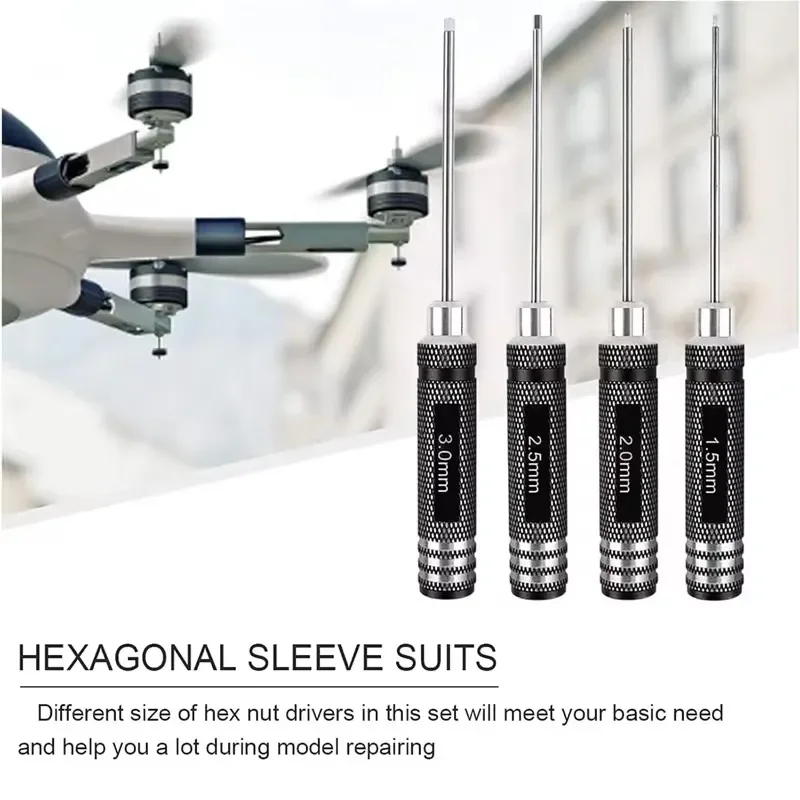 六角ドライバーセット 1.5mm 2.0mm 2.5mm 3.0mm ツールキット FPV レーシング ドローン ヘリコプター 飛行機 車 ボート用 - RC 修理ツール