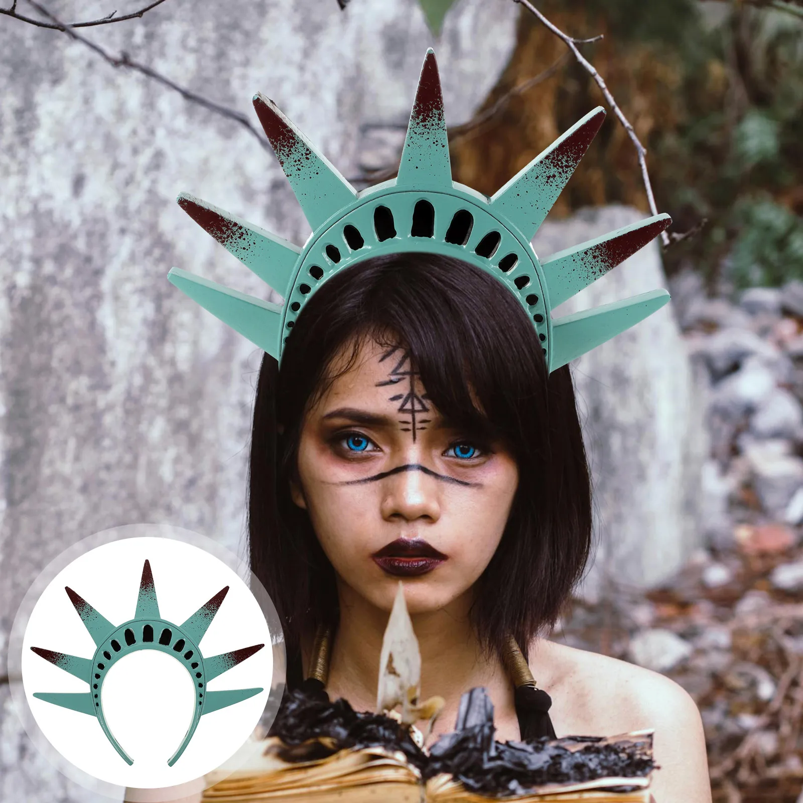 

Statue of Liberty Headband Hair Flag Patriotic Day Hairbands Crown Halloween Costume Party