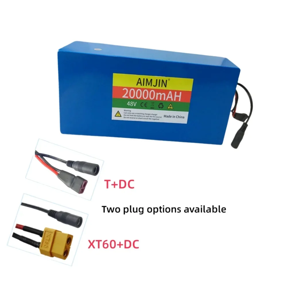 Batería de iones de litio 13S5P de 48V, 18650, 20Ah, para 500-1000W, BMS incorporado