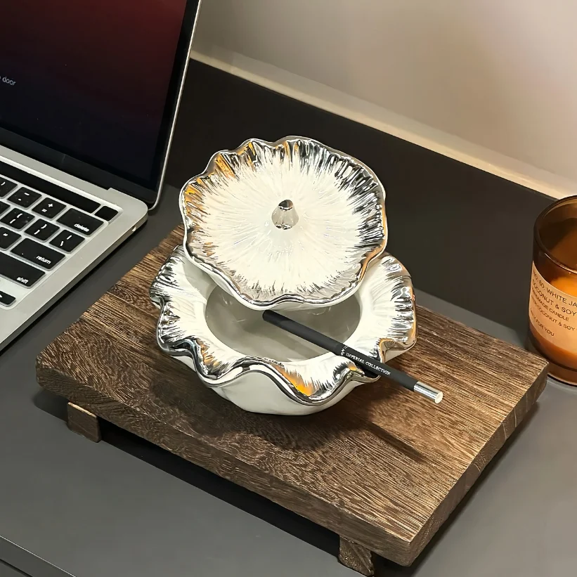 light luxury lotus leaf ashtray with lid creative living room home office ashtray