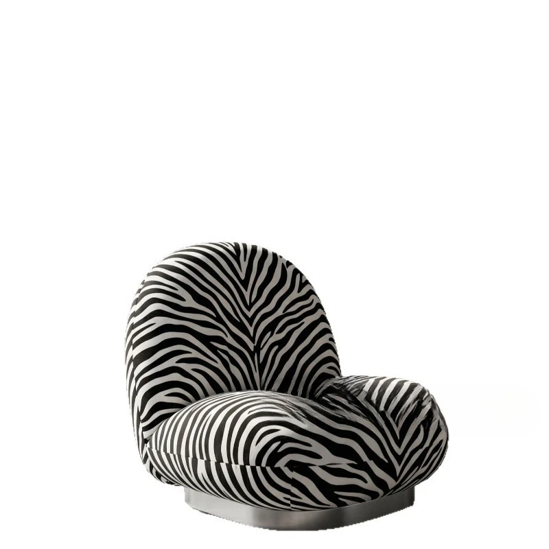 Retro single fabric sofa chair zebra pattern fabric stainless steel leisure chair