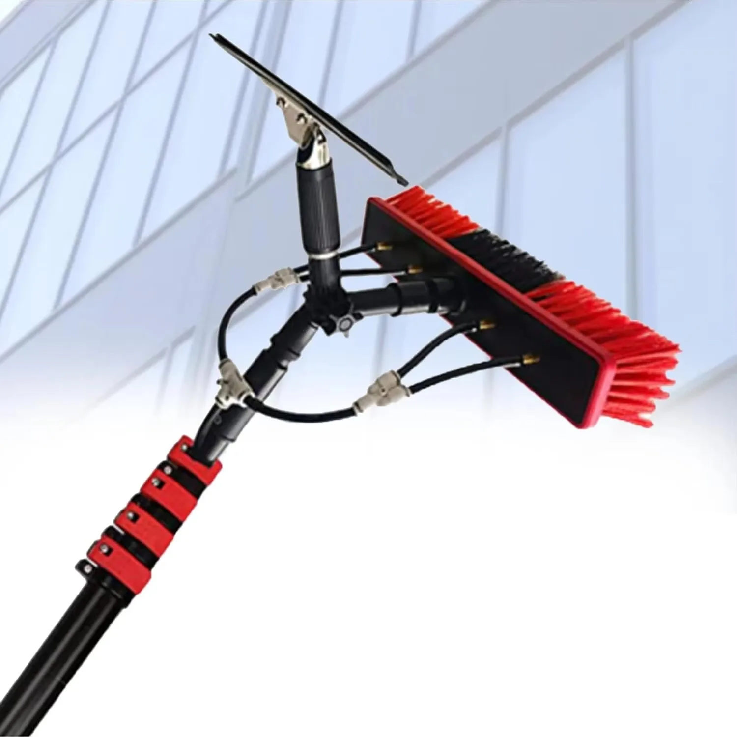 12/16/20/24/30FT Aluminum Telescopic Pole Cleaning Brush Eco Friendly For Solar Panel Window Cleaning