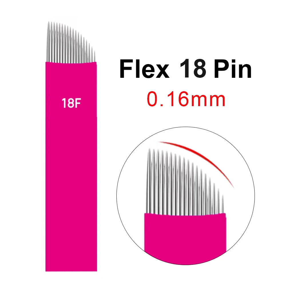 Microblading Flex18pin 0.16mm Tebori Blade Needles Manual Permanent Makeup Needles Blades 50/100pcs eyebrows lip Tattoo Needle