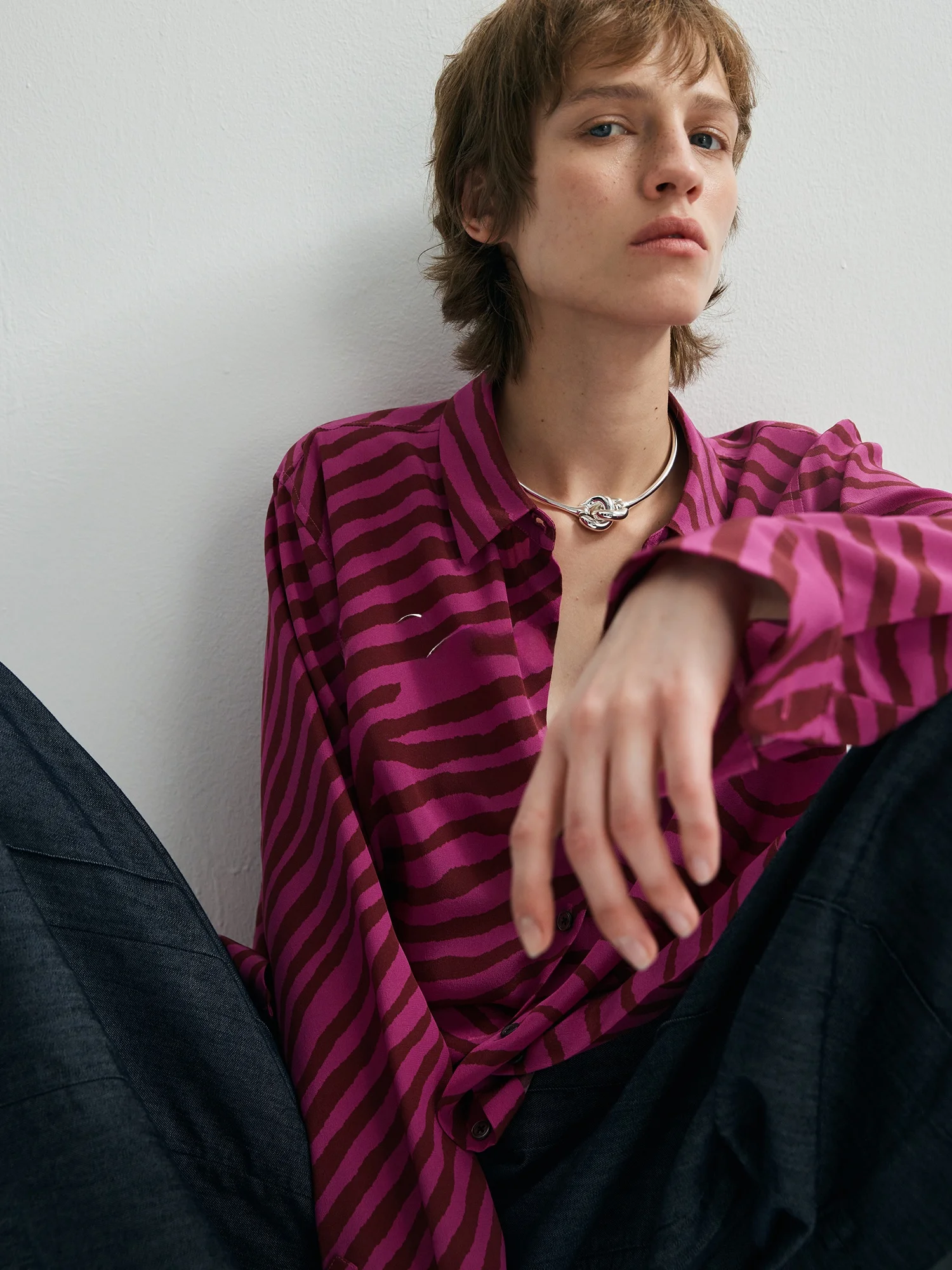 

in Credible Silk Zebra Print Long Sve Women's irt OL Commute Basic Sle Faionable Chinese Brandl Women's irt