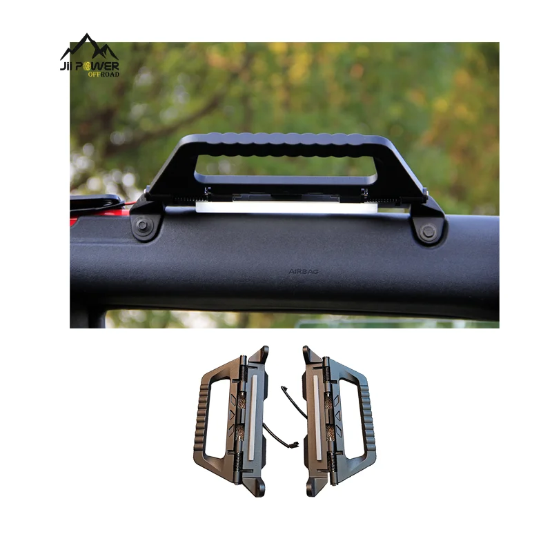 

Discounts are on sale！Aluminum Car Front Roof Grab Grip Handles with LED Lights for FORD BRONCO 2022+