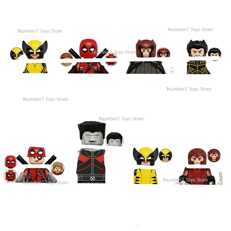 

8pcs Hot Movie Deadpool and Wolverine Little Building Blocks Assembly Model Battle Game Children's Toys Birthday Christmas Gift