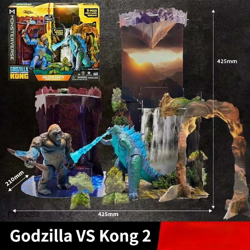 New Empire 2024 Godzilla VS Kong Model Hollow Earth City Battle Diorama Movable Joint Action Figure Doll Toys Children's Gifts