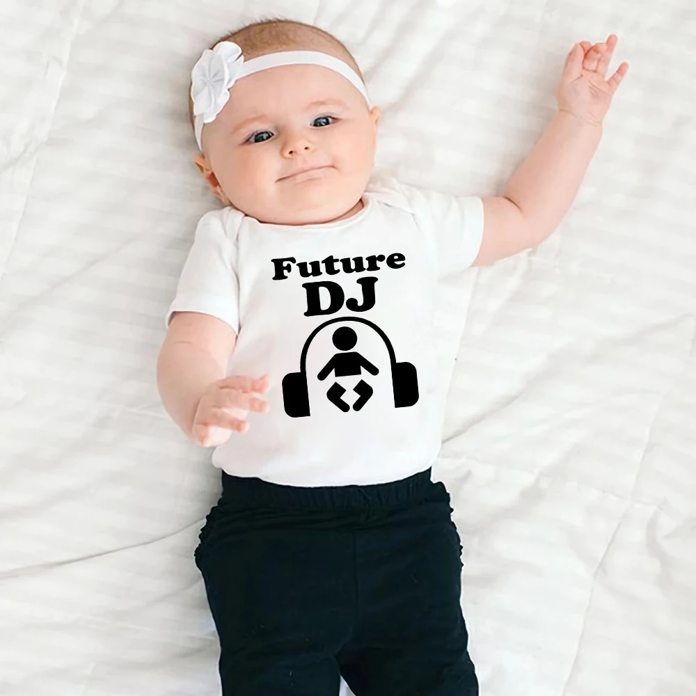 

Future DJ Funny Baby Boy Bodysuits Summer Harajuku 2023 Newborn Onesies Pajamas Short Sleeve O-neck Toddler Jumpsuits Dropship