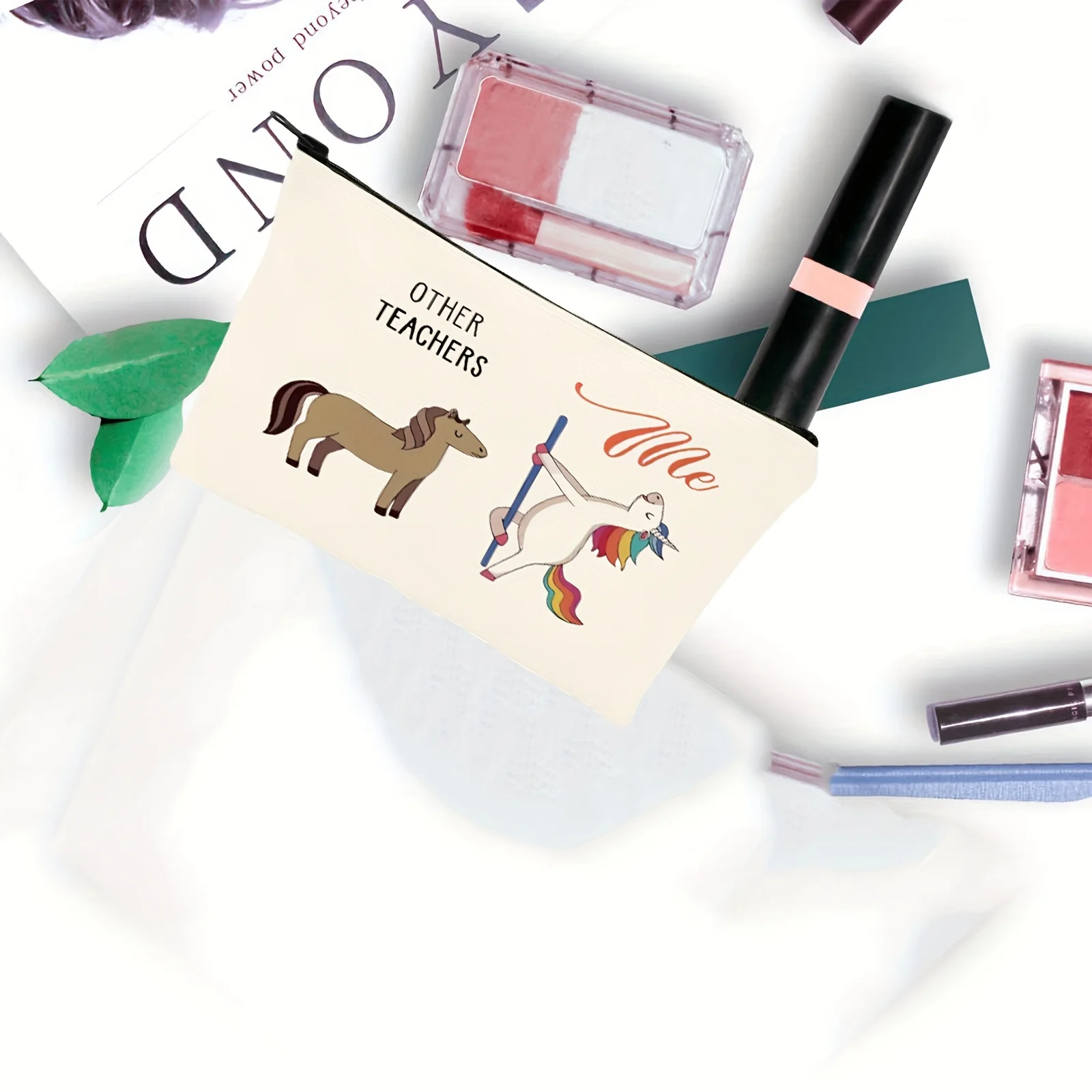 1 Piece of Acrobatic Unicorn Makeup Bag - Multifunctional Zipper Bag for Women, Perfect Travel Zipper Storage Bag, Fun Birthday Gift