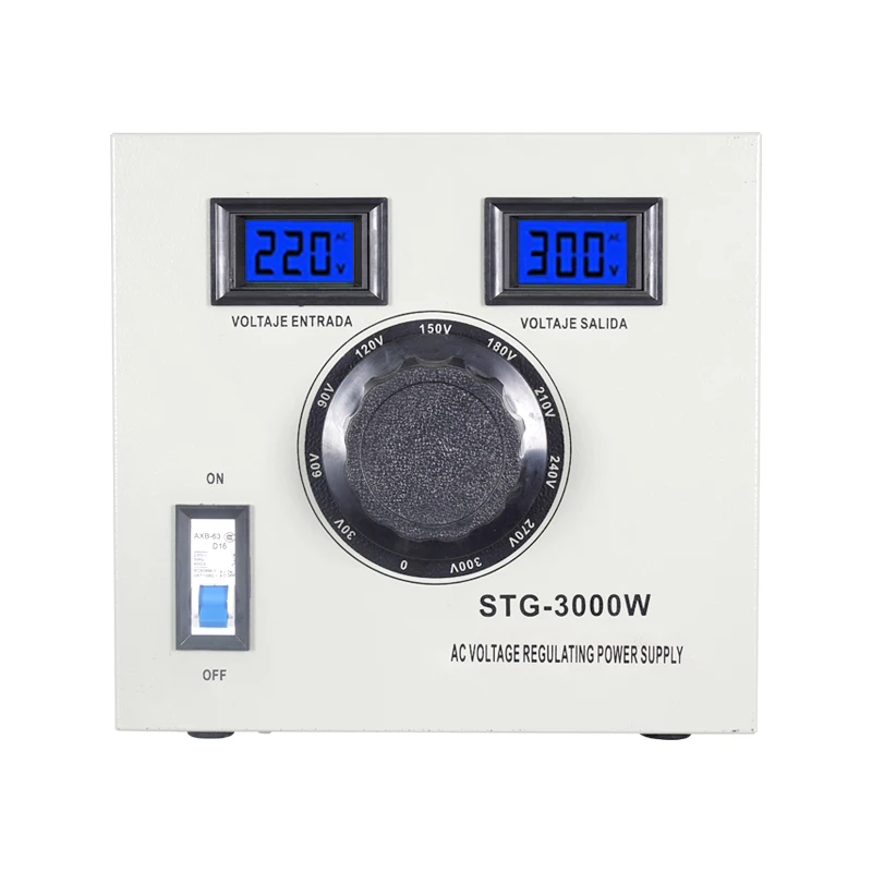 STG 220V 3000W Single Phase Power Transformer New Voltage Regulator with Adjustable Low Voltage Alarm LCD Display 50Hz Frequency