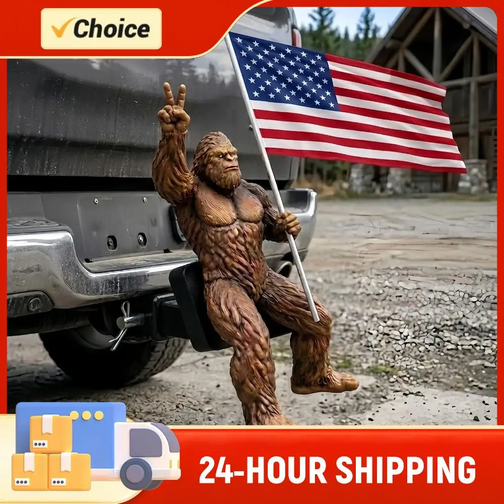 

Creature Holding The American Flag Tow Hitch Cover Fit 1.25/2 Inch Receiver Trailer Hitch Cover Gifts for Men & Car Accessories