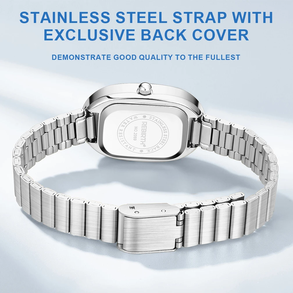 REBIRTH Waterproof Women's Watch Original Korean Casual Style Stainless Steel Strap Small Watch
