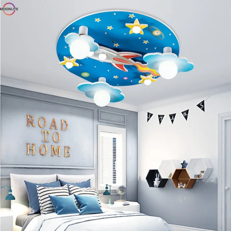 Imagem -02 - Quarto Infantil Cartoon Lua Luzes de Teto Meninos Quarto Lâmpadas Decorativas Modern Led Teto Lights