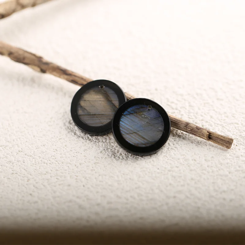 Gemstone Labradorite Obsidian Charms Jewelry Semiprecious Stones,Earrings Beads for Jewelry Handmade Natural Jewelry15x2mm 5.1g