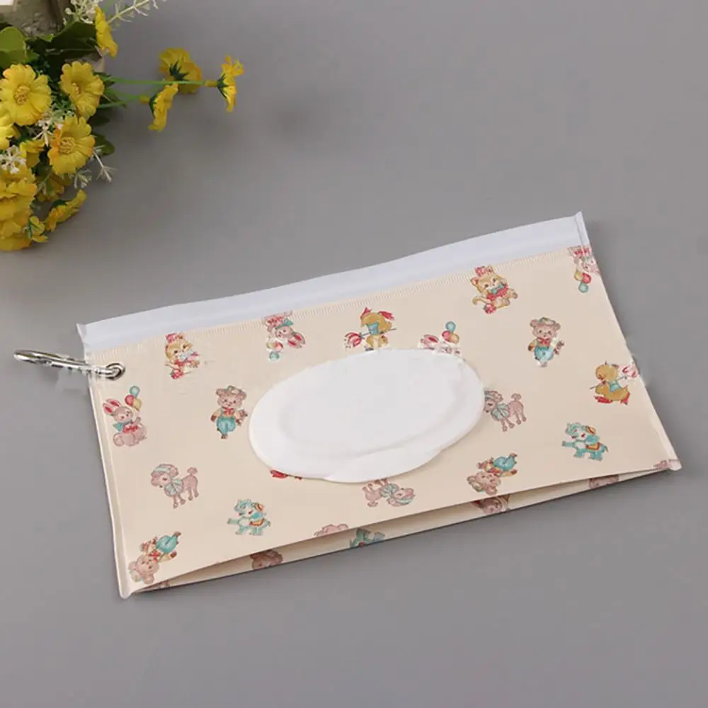 Cute Fashion Portable Carrying Case Flip Cover Stroller Accessories Wipes Holder Case Wet Wipes Bag Tissue Box Cosmetic Pouch