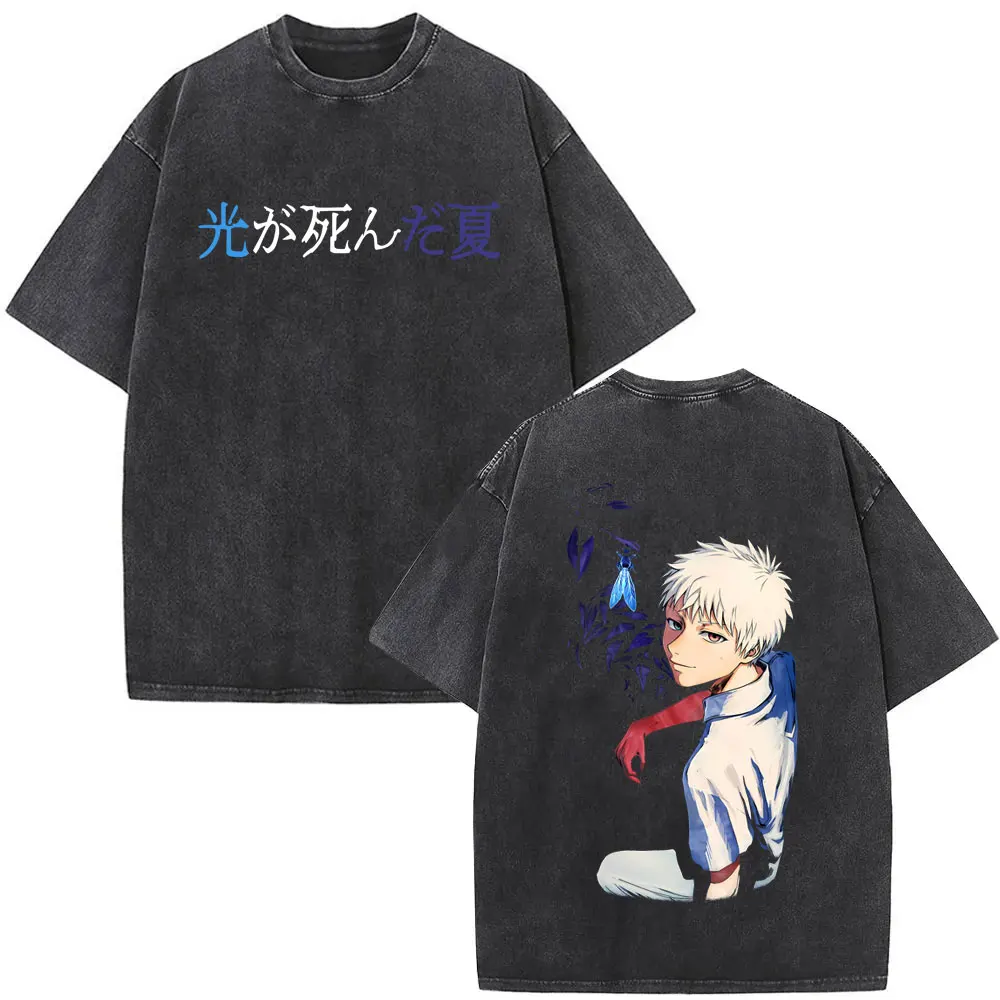 Washed Vintage Anime The Summer Hikaru Died Hikaru Indou T-shirt Men Women Clothing Cotton Casual Oversized T Shirt Couple Lover