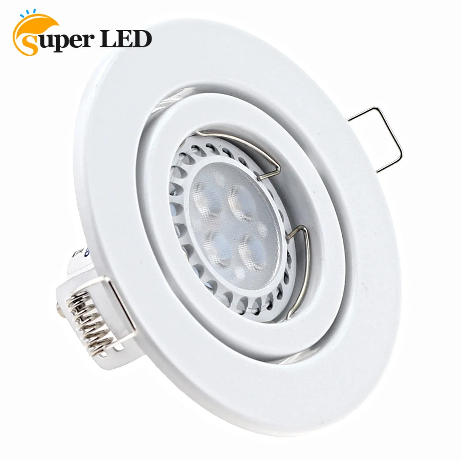 Spot Lumineux LED Circulaire Encastrable pour le Plafond, Éclairage Rotatif, Double Anneau, Gu10 zel16