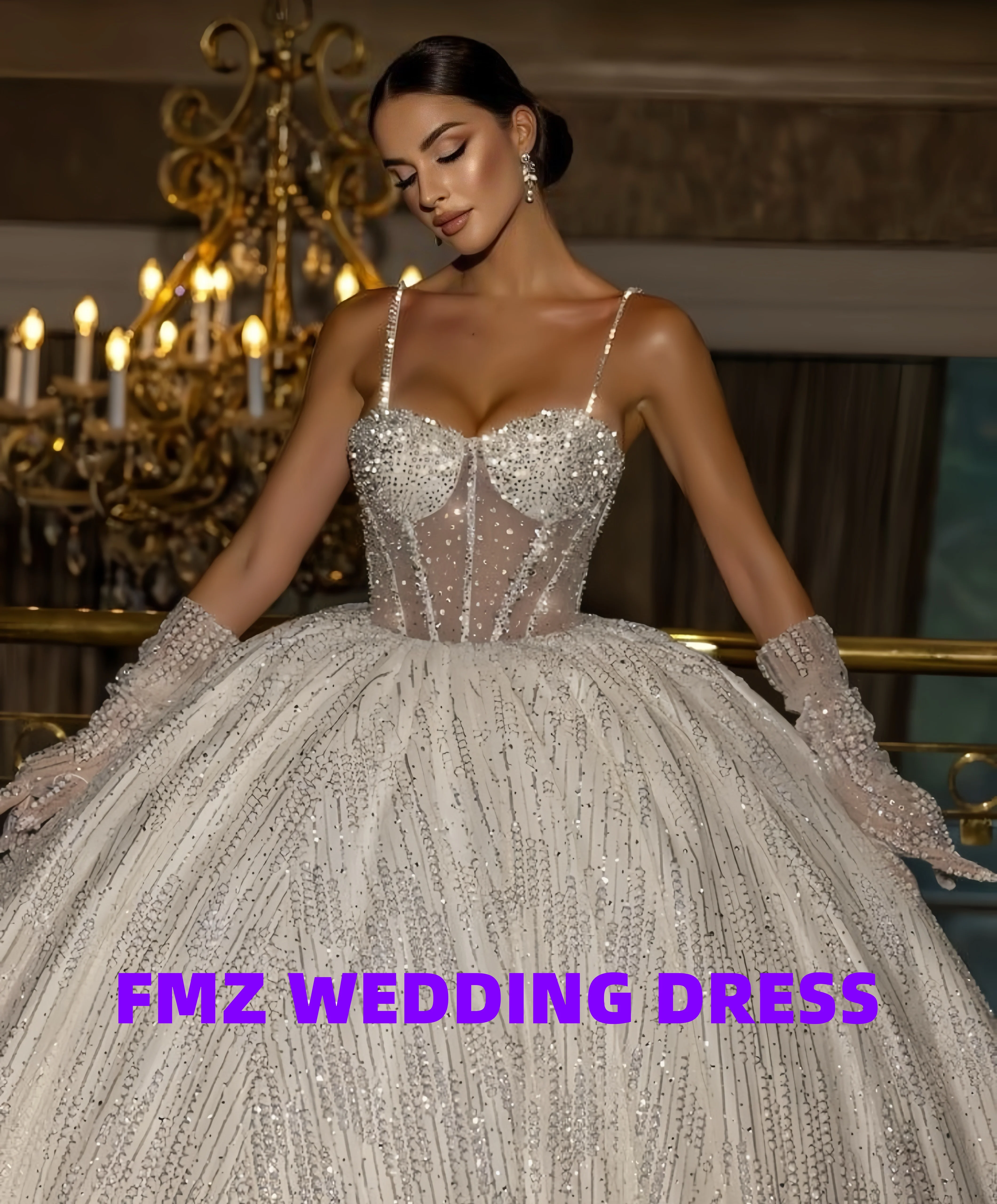 Vestido de novia de lujo con cuentas, vestido de baile sin mangas con cuello dulce personalizado, vestidos de novia