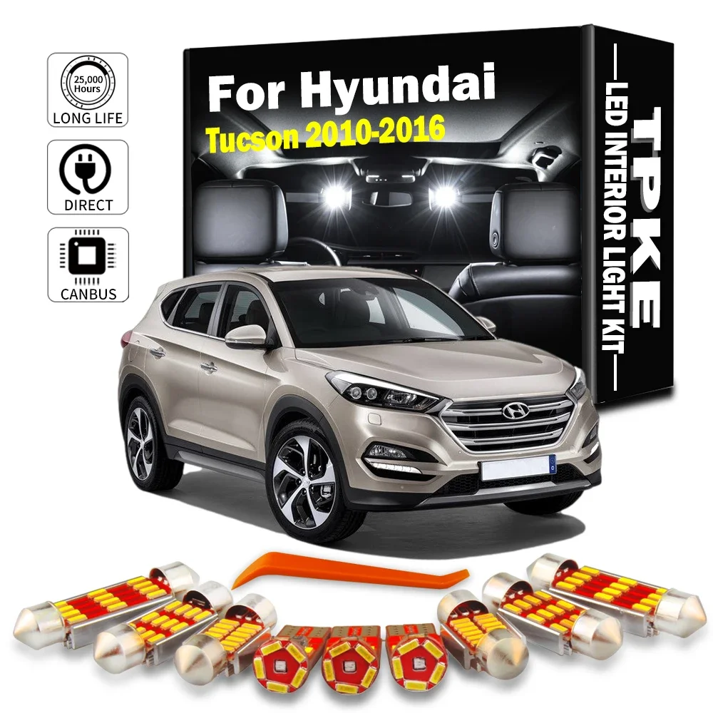 

TPKE 8 шт. Canbus светодиодные лампы для освещения салона автомобиля для Hyundai Tucson 2010 2011 2012 2013 2014 2015 2016, лампа для номерного знака