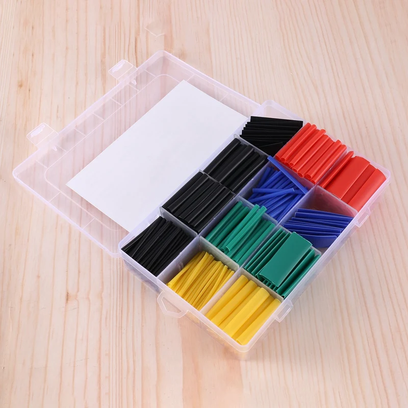 2 Sets 530Pcs Heat Shrinkable Sleeve Wire Protection Sleeve Insulation Heat Shrik Tube