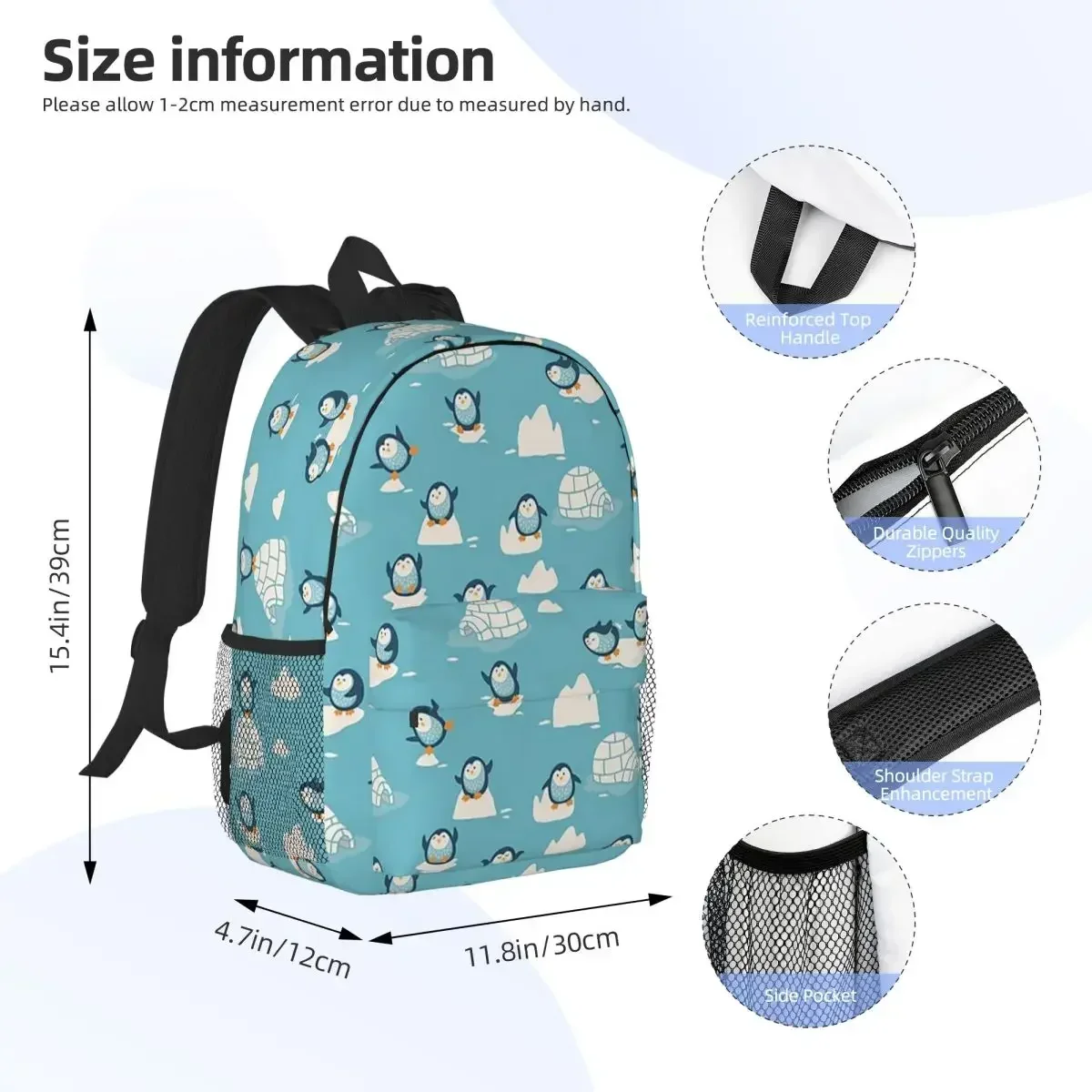 Cute Penguin Backpack Student Boys Girls BookBag Children School Bag Computer Shoulder Bags for Men Women